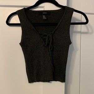 Forever 21 Crop top Knit Lace Tank top Size M Grey